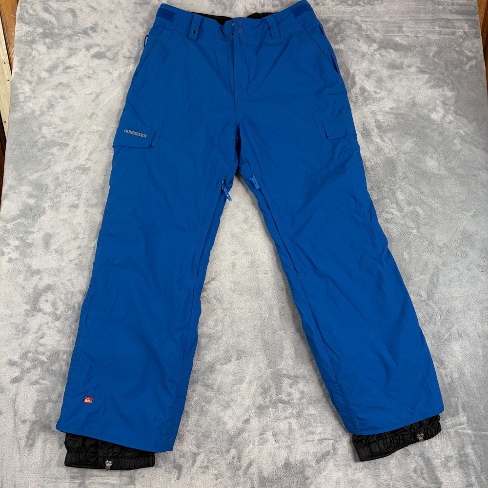 Quiksilver Snow Pants Mens Small Blue Relaxed Fit Quiktech Utility Ski Cargo